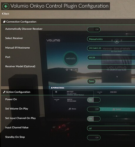 Onkyo Controller settings